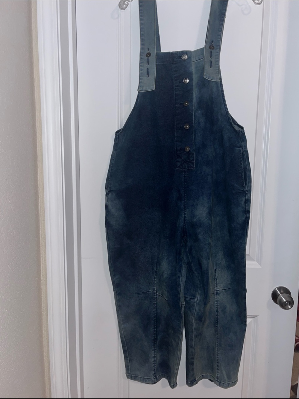 Washed Dark Blue Denim Overall Jumpsuit